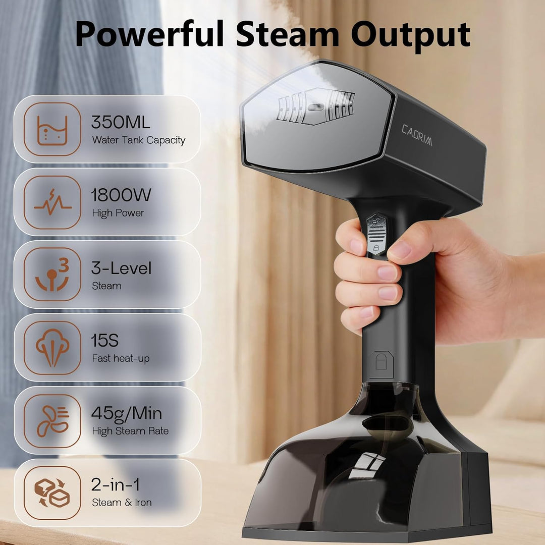 Cadrim Steamer Dampfglätter, 1800W Powerful 2 In 1 Steamer &amp; Iron, 350ml Tragbarer Dampfbügeleisen,