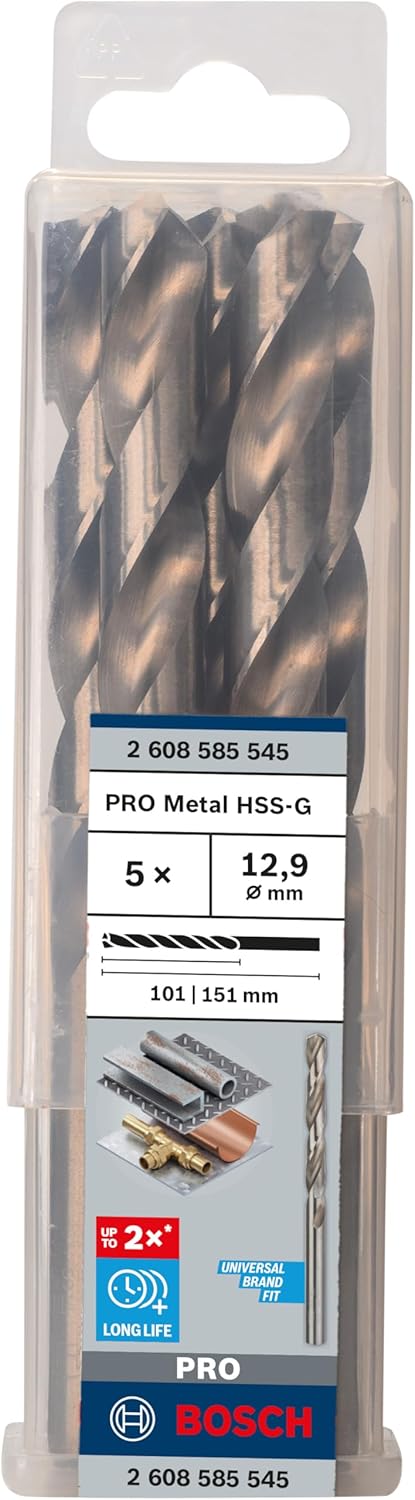 Bosch Professional Metallbohrer HSS-G geschliffen (5 Stück, Ø 12,9 mm) Durchmesser: 12.9/Gesamtlänge