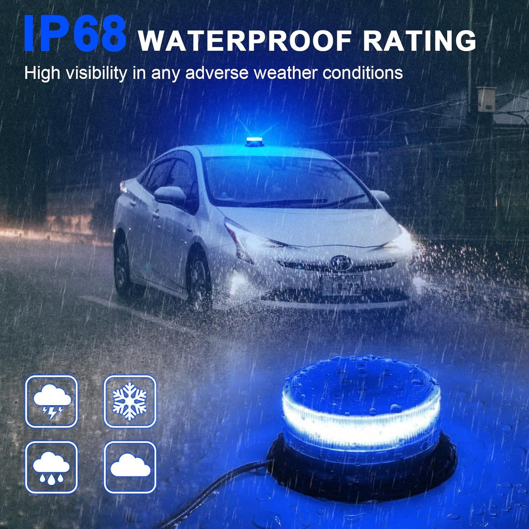 Dinfu Blaulicht Auto, Blau LED Rundumleuchte Auto Blitzleuchten Magnetfuss LED Rundumleuchte Blinkle