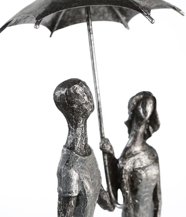 Casablanca - Skulptur Figur Umbrella aus Poly - silberfarben antikfinish mit schwarzer Basis mit Zer