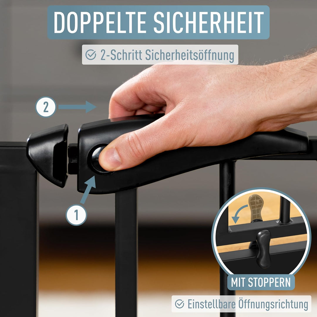 ib style® Berrin XXL Treppengitter | ! EXTRA BREITER DURCHGANG ! | Türschutzgitter | Ohne Bohren | 9