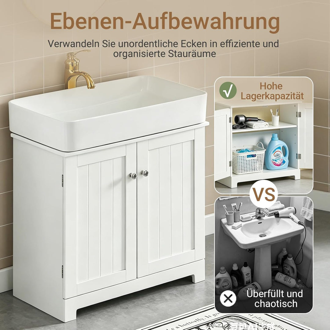 SoBuy BZR18-W Waschbeckenunterschrank Badschrank Waschtisch Unterschrank Badmöbel weiss BHT ca: 60x6