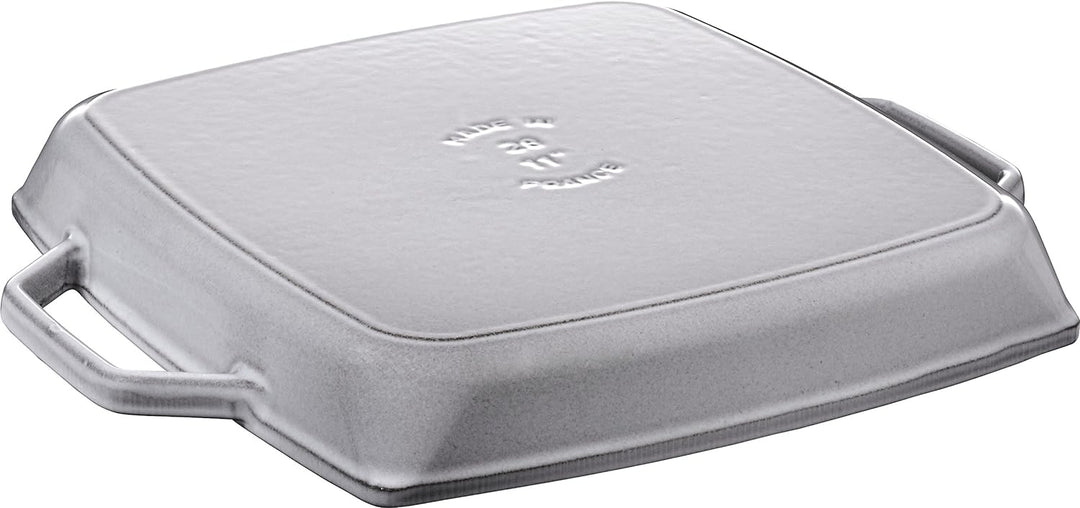 Staub 40511-785-0 Grillpfanne, rechteckige mit zwei Griffen, 33 cm, Gusseisen, grau Grau 49 x 39 x 5