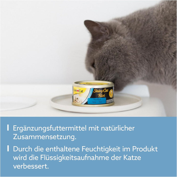 GimCat ShinyCat Filet Thunfisch - Katzenfutter mit saftigem Filet ohne Zuckerzusatz für ausgewachsen