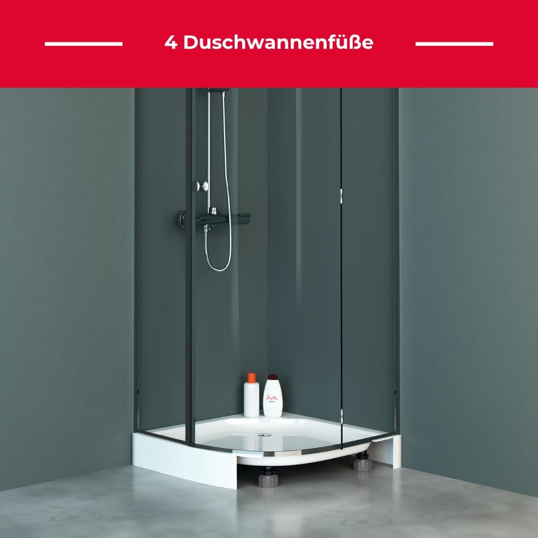 Wirquin 30719799 Set 4 Füsse Duschtasse Schwarz