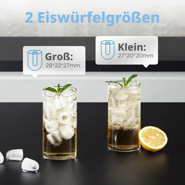 COMFEE' RCI12BL1EU(E) Eiswürfelmaschine, 8 Eiswürfel in 6 Min.,12 kg/24 Std.,1,3L Wassertank, Selbst