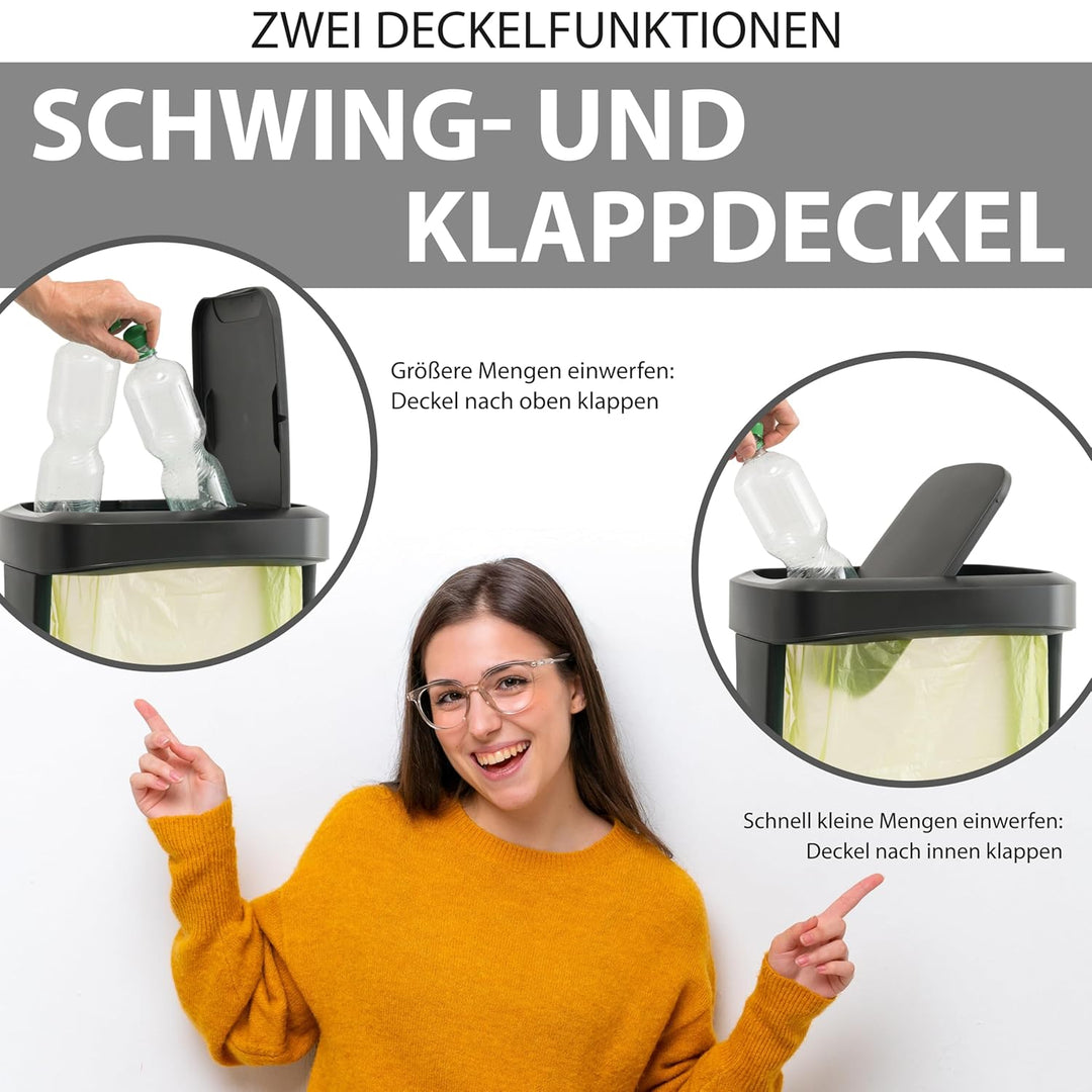 Hausfelder Müllsackständer mit Deckel, Gelber Sack Ständer mit Klappschwingdeckel, 1 x Müllsackhalte