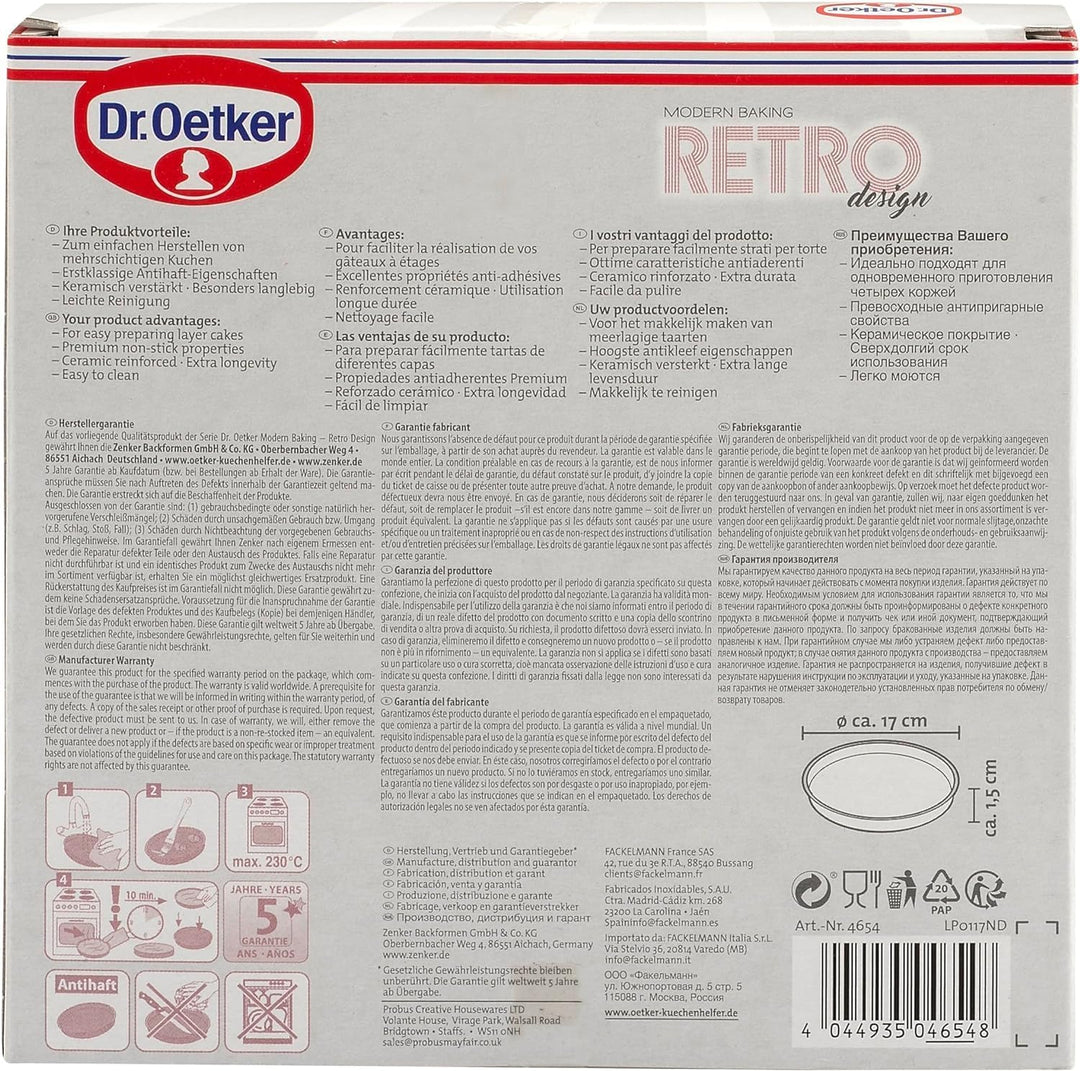 Dr. Oetker Schichtkuchen-Backform Baking - Retro Design, runde Kuchenform mit zweifarbiger, keramisc