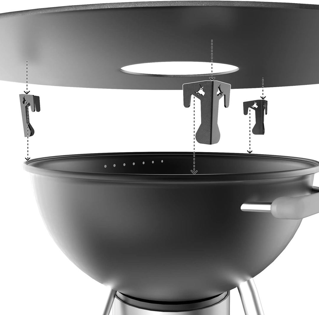 teileplus24 FR09 Grillmeister Set | 3-teilig | Grillring 80 cm + Grilleinsatz ø 20cm + Abstandhalter