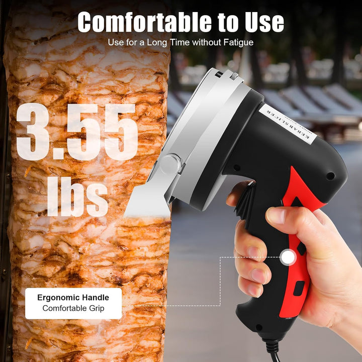 Kebab Slicer,80W Tragbare Edelstahl Kebab Messer 3000 U/min,mit Schleifstein