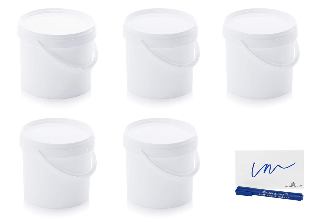 MARKESYSTEM – Hermetisch Catering – Packung mit 5 x 8,6 l – Eimer aus Kunststoff mit Deckel – stapel