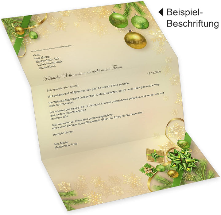 Chalet Noel 100 Sets Weihnachtsbriefpapier mit Fensterumschlag, Briefpapier Weihnachten A4 mit Umsch