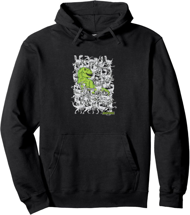 Jurassic World T-Rex &amp; Velociraptors Hidden Rex Pullover Hoodie