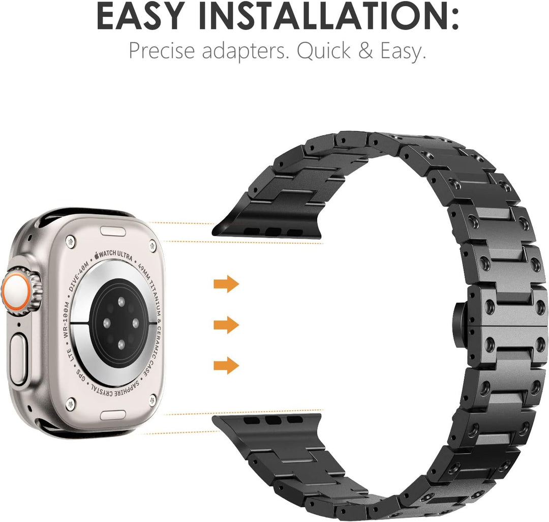NewWays Metallband Kompatibel mit Apple Watch Armband 49mm 46mm 45mm 44mm 42mm(Serie 1 2 3),Edelstah