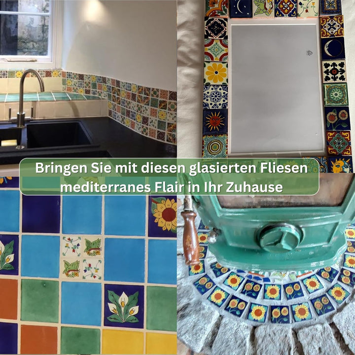 Eine Packung von 50 mexikanischen handgemachten Talavera, 5 cm Fliesen