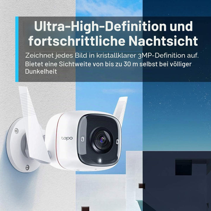 TP-Link Tapo C310 Überwachungskamera Aussen, WLAN IP Kamera, 3MP Hochauflösung, 30m Nachtsicht, Bewe
