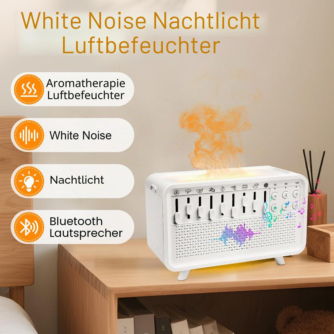 White Noise Night Light Humidifier, Luftbefeuchter mit Geräuschen, Portable Night Light Noise Machin