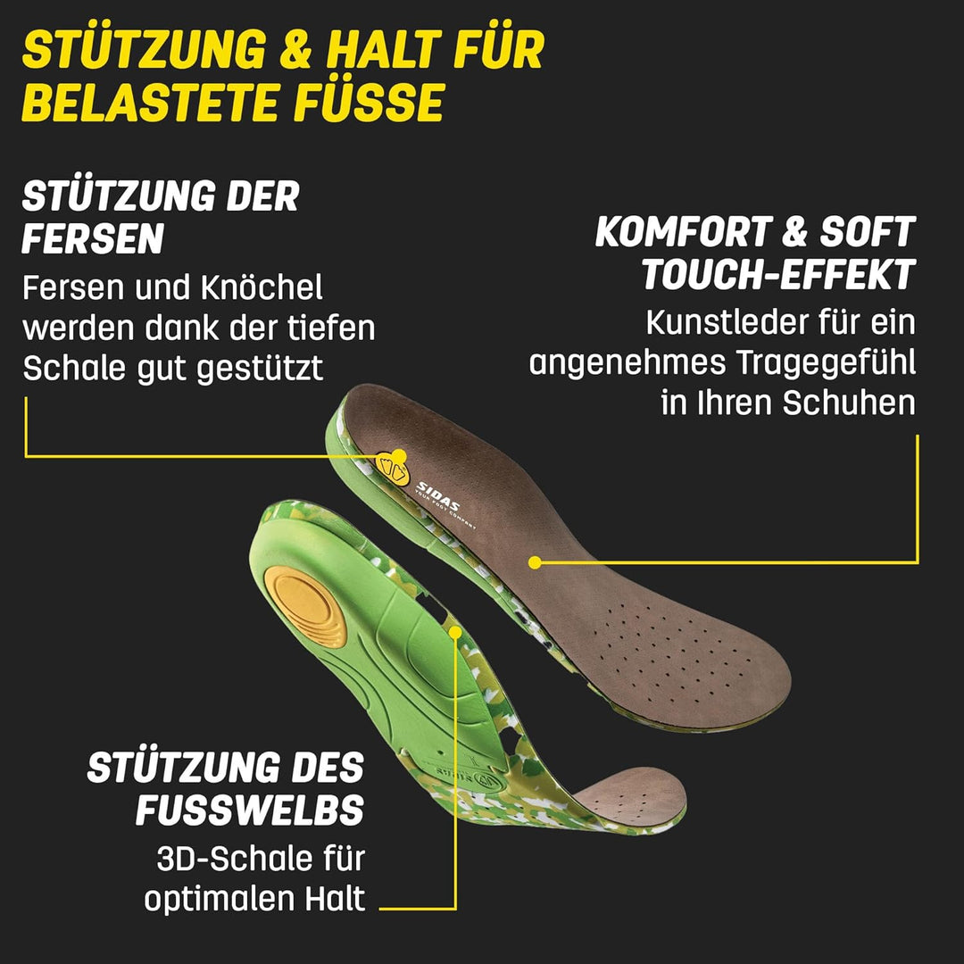 Sidas 3D Einlegesohlen für Wandern &amp; Outdoor-Aktivitäten 35-36 Grün, 35-36 Grün