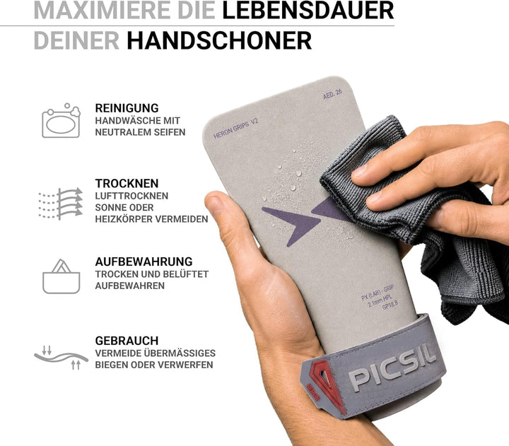 PICSIL Heron Hand Grips – Handschutz aus Aramidfasern, Nutzung mit oder ohne Magnesia, für WOD, Cros