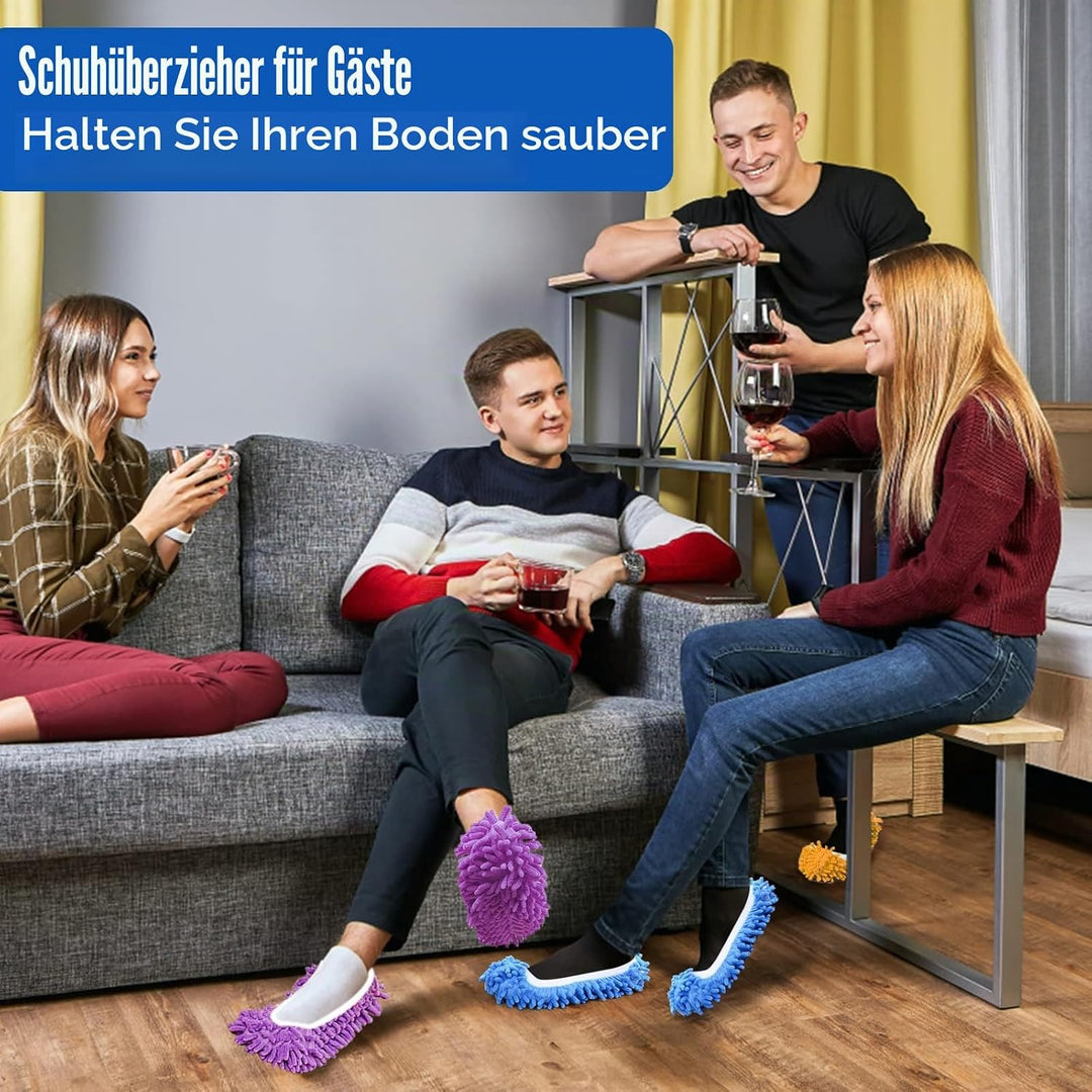 10 Stück Wischmopp-Hausschuhe für Bodenreinigung, waschbar, wiederverwendbar, Mikrofaser-Staubmopp-S