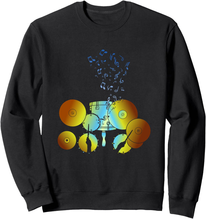 Schlagzeug Retro Musikinstrument Musiknote Drumstick Drummer Sweatshirt