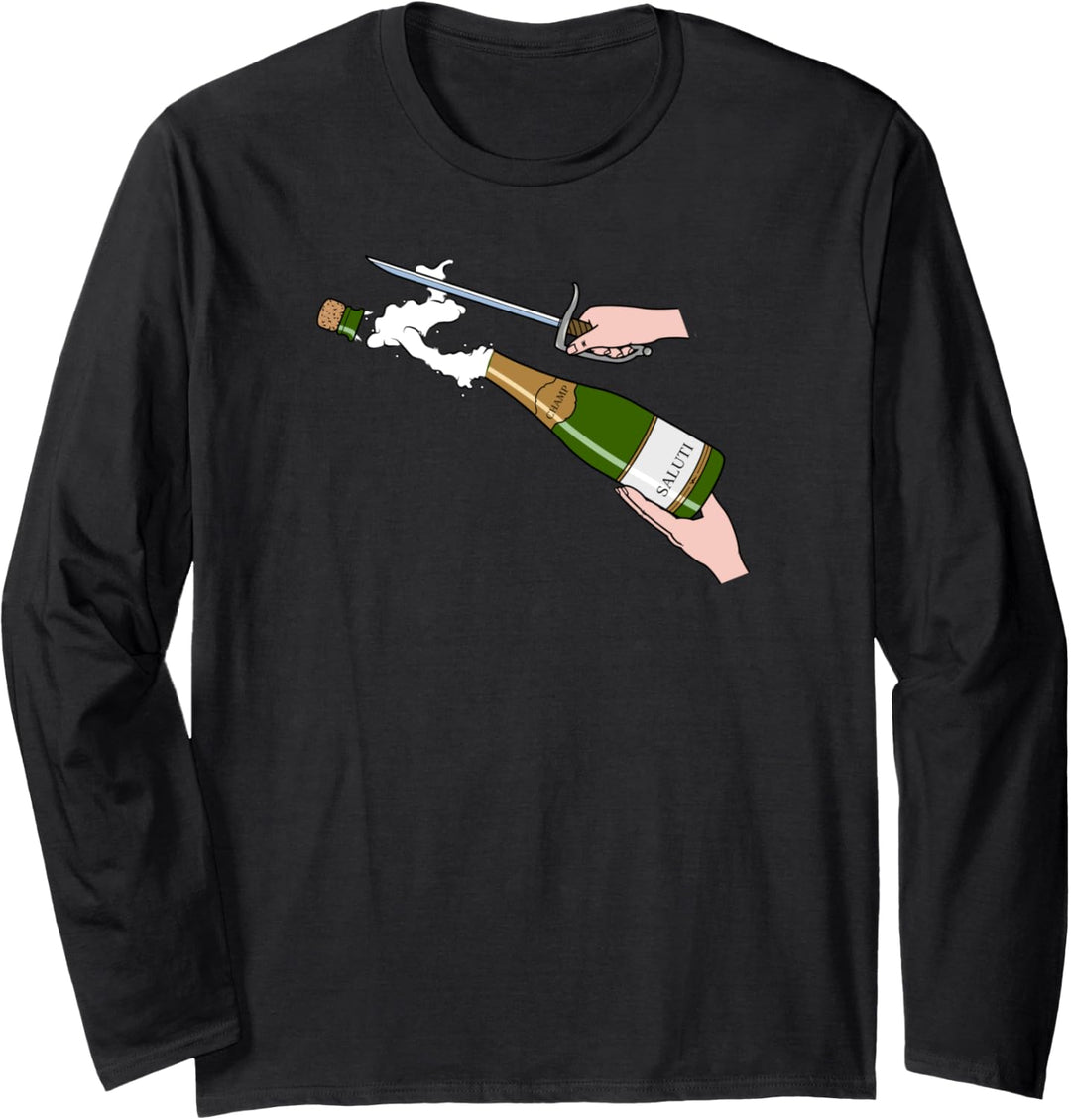 Champagner mit dem Säbel öffnen - Champ Saluti hohe Kunst Langarmshirt