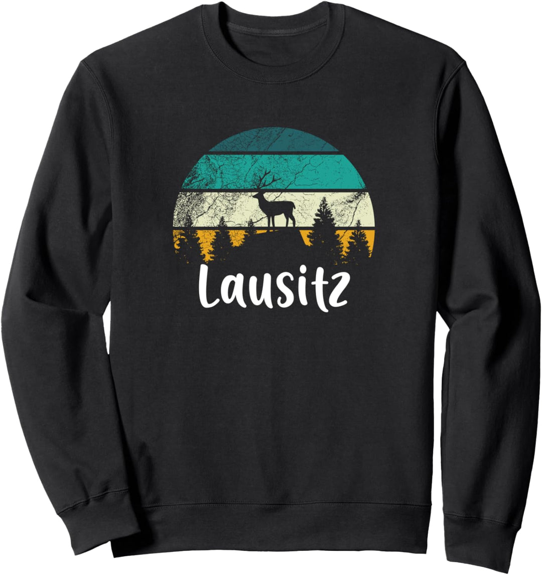 Lausitz Heimat Urlaub Hirsch Wald Motiv Wandern Lausitzer Sweatshirt