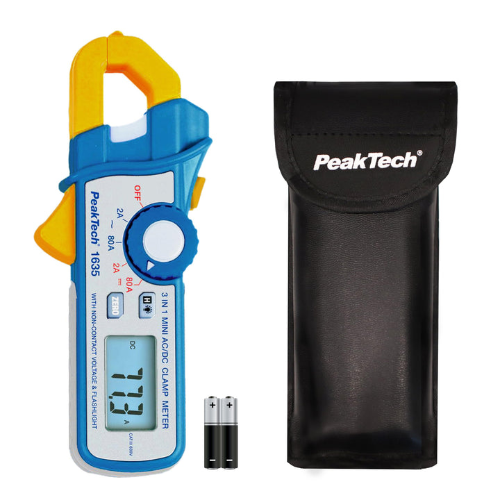 PeakTech P 1635 Stromzange, Kriechstromzange und Leckstromzange, mit 1 mA Auflösung und NCV, 1 Stück