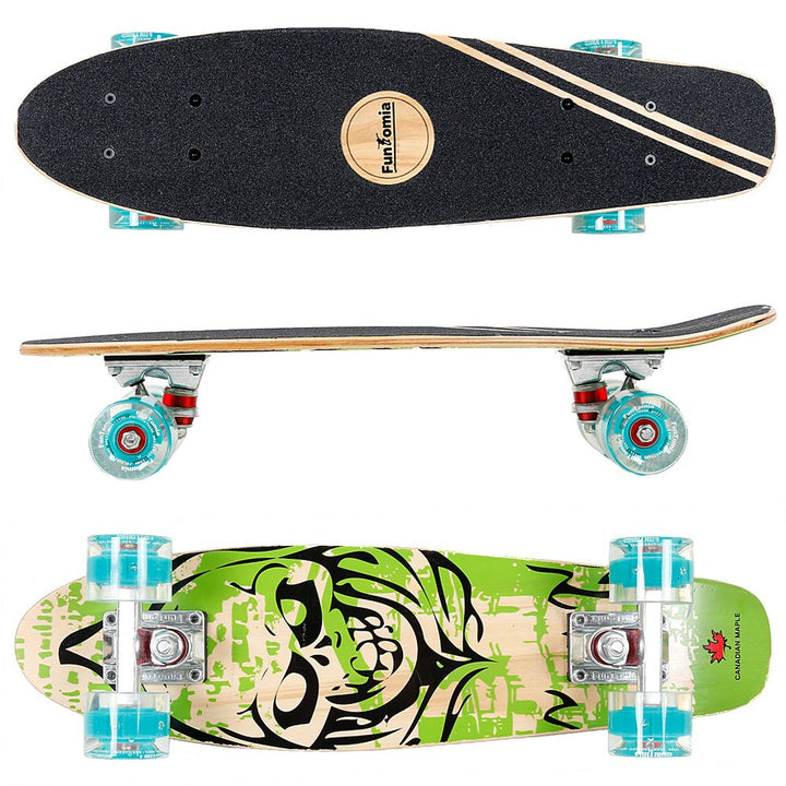 FunTomia Mini-Board Cruiser Skateboard 57cm aus 7-lagigem kanadischem Ahornholz inkl. Mach1 ABEC-9 K