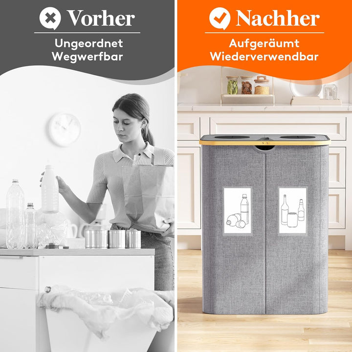 Lifewit 150L Pfandflaschen Sammelbehälter, Flaschen Organizer mit Deckel, Flaschensammler Leergut 2