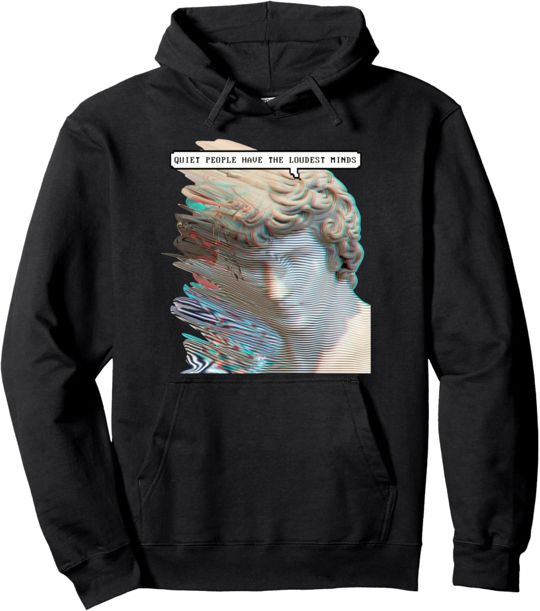 Aesthetic Greek Statue Meme. Glitch Art Style design Pullover Hoodie