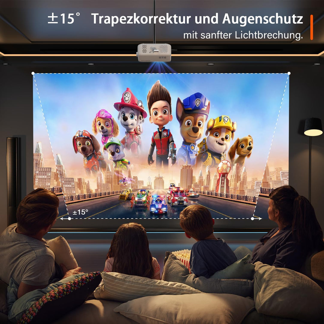 Mini Beamer, VOPLLS 22000L Full HD 1080P Unterstützt, Tragbar Video Projector mit 50% Zoom, Heimkino
