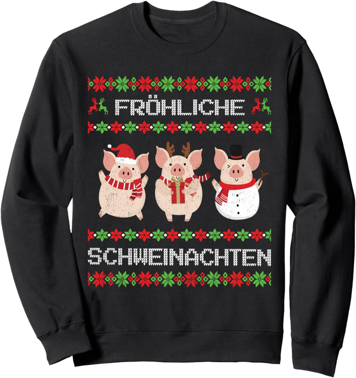 Fröhliches Schwein acht Schweine Weihnachten Sweatshirt