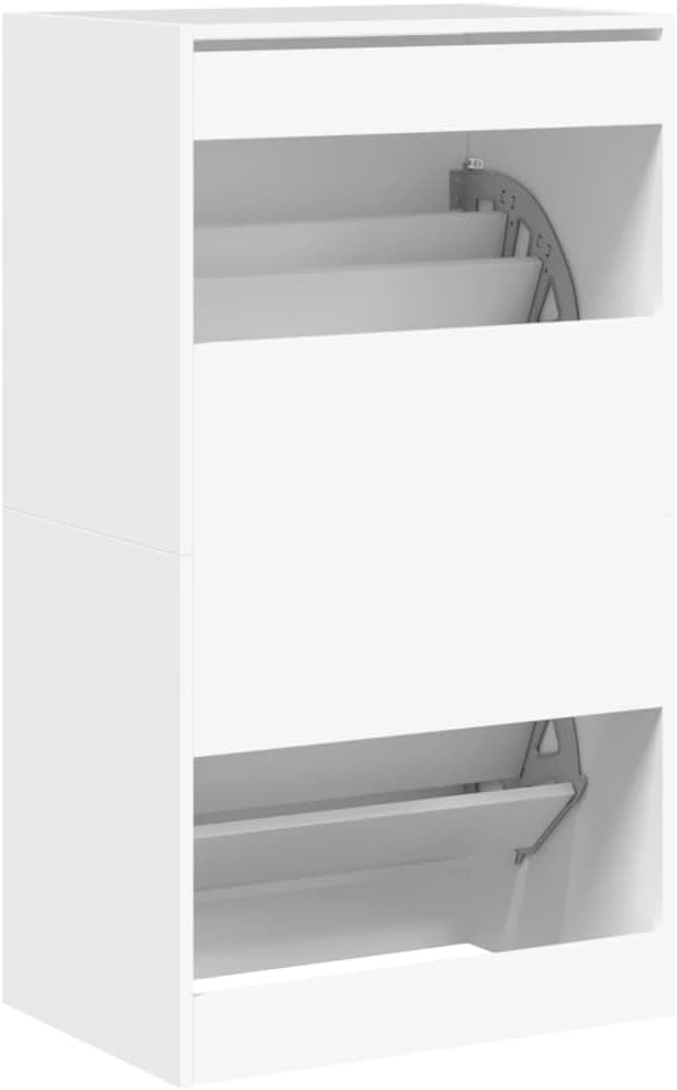 Homgoday Schuhschrank mit 2 Schubladen, klappbar, weiss, 60 x 42 x 108 cm, Möbel, Schuhregal, platzs