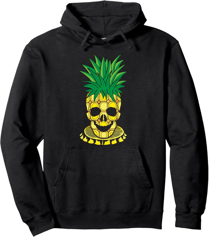 Pineapple Skull Leaf Tropical Fruit Summer Pullover Hoodie