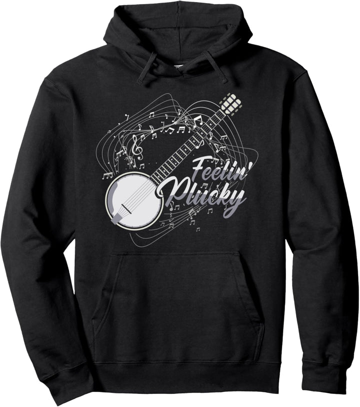 Banjo Musiknoten Banjospieler Countrymusik Zupfinstrument Pullover Hoodie