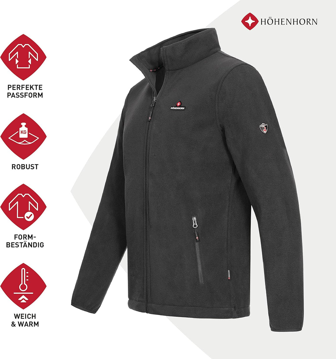 Höhenhorn Badus Herren Fleece Jacke Microfleece Full Zip Troyer Outdoor Wander Trekking XL Midnight-