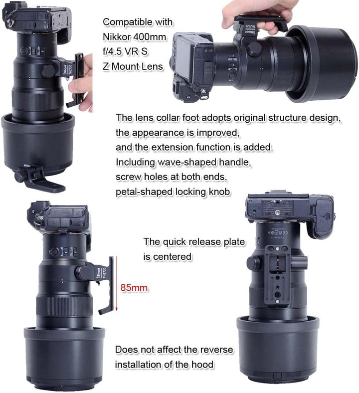 Objektiv-Kragenständer, Ersatzfuss-Stativ, Ringbasis, kompatibel mit Nikon Nikkor 400 mm f/4.5 VR S