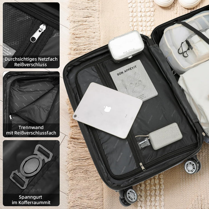 BEIBYE Reisekoffer 2088 Hartschalekoffer Gepäck Koffer Trolley Grösse XL in 14 Farben (Silver) Silve