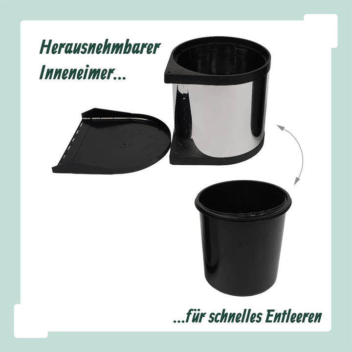 Relaxdays Einbaumülleimer 8 l, Schwingdeckel, HBT: 27,5x27x28 cm, Schwenkeimer für Spülenunterschran