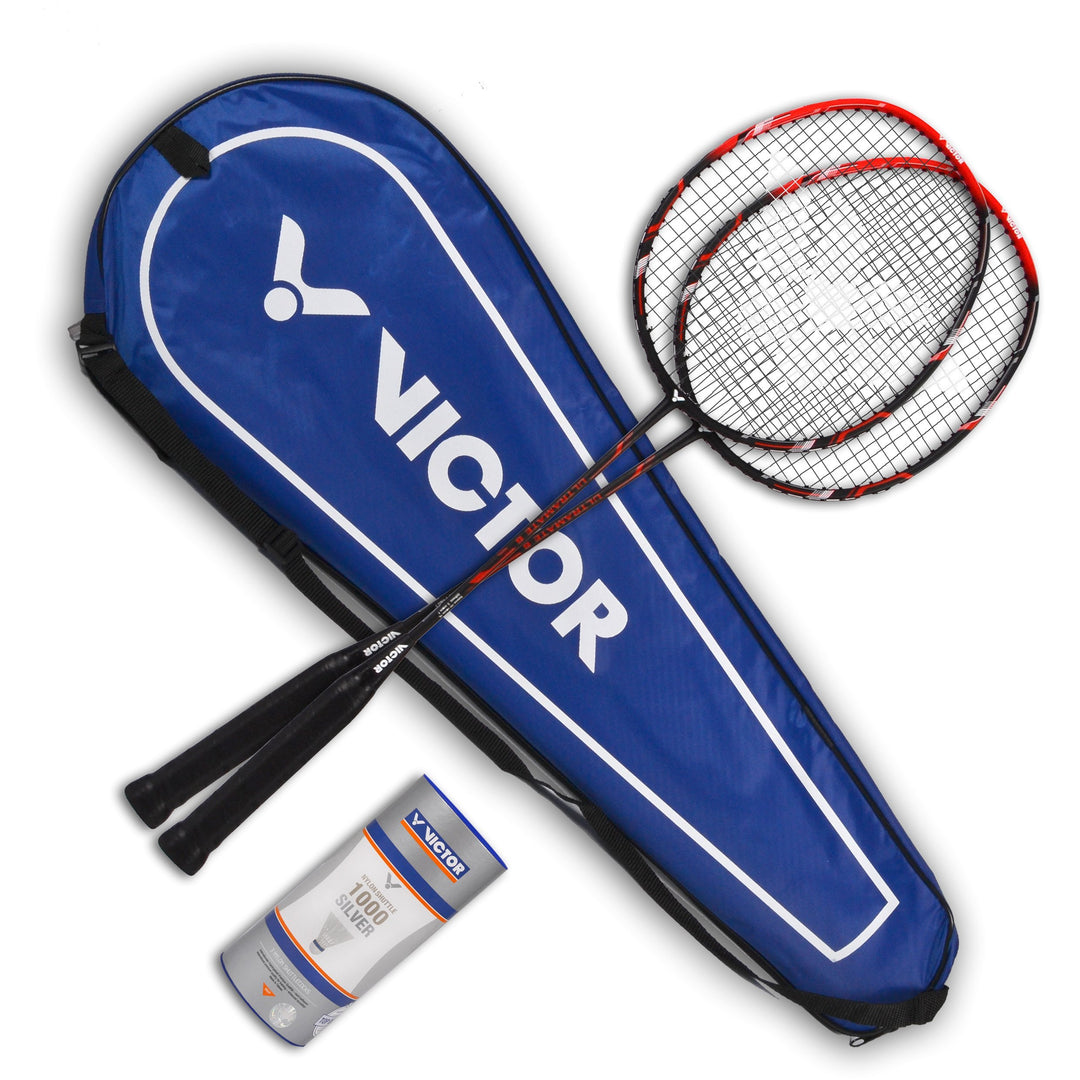 VICTOR Ultramate 6 Badmintonschläger für Einsteiger aus Carbon + Aluminium schwarz/rot Ultramate 6 S