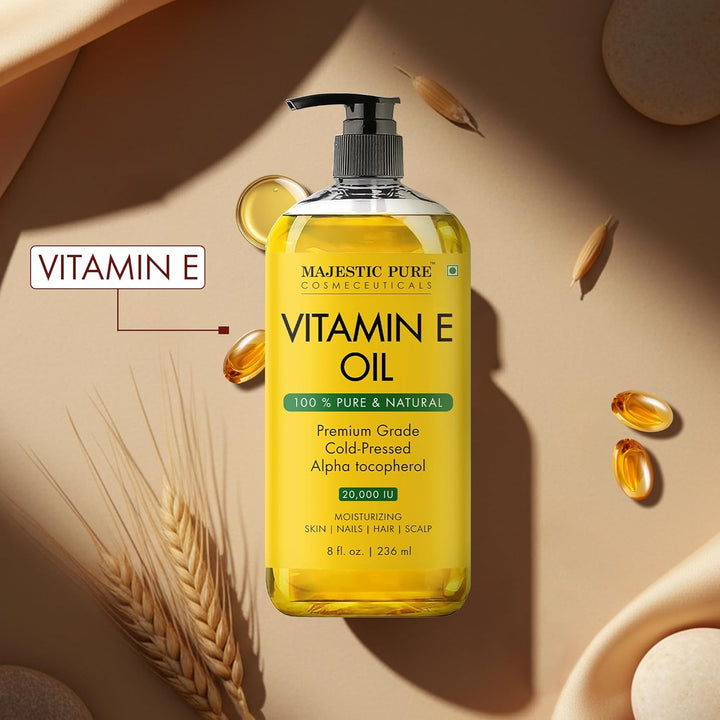 MAJESTIC PURE Vitamin E Oil | 100% reines & natürliches kaltgepresstes Vitamin E-Öl für Haut, Narben