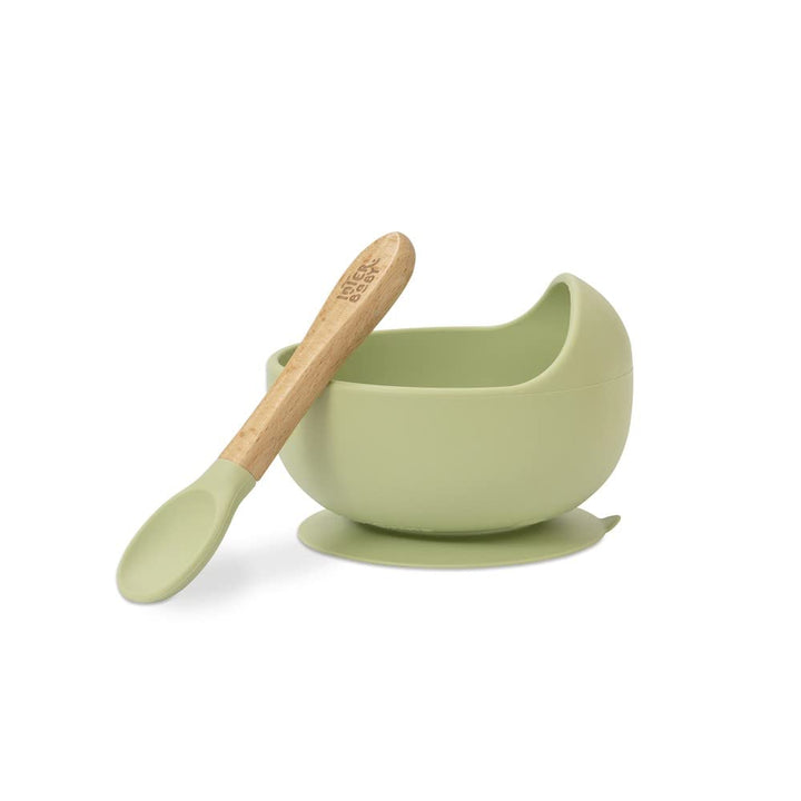Interbaby Grüne Babyschale und Löffel aus Silikon, Grün