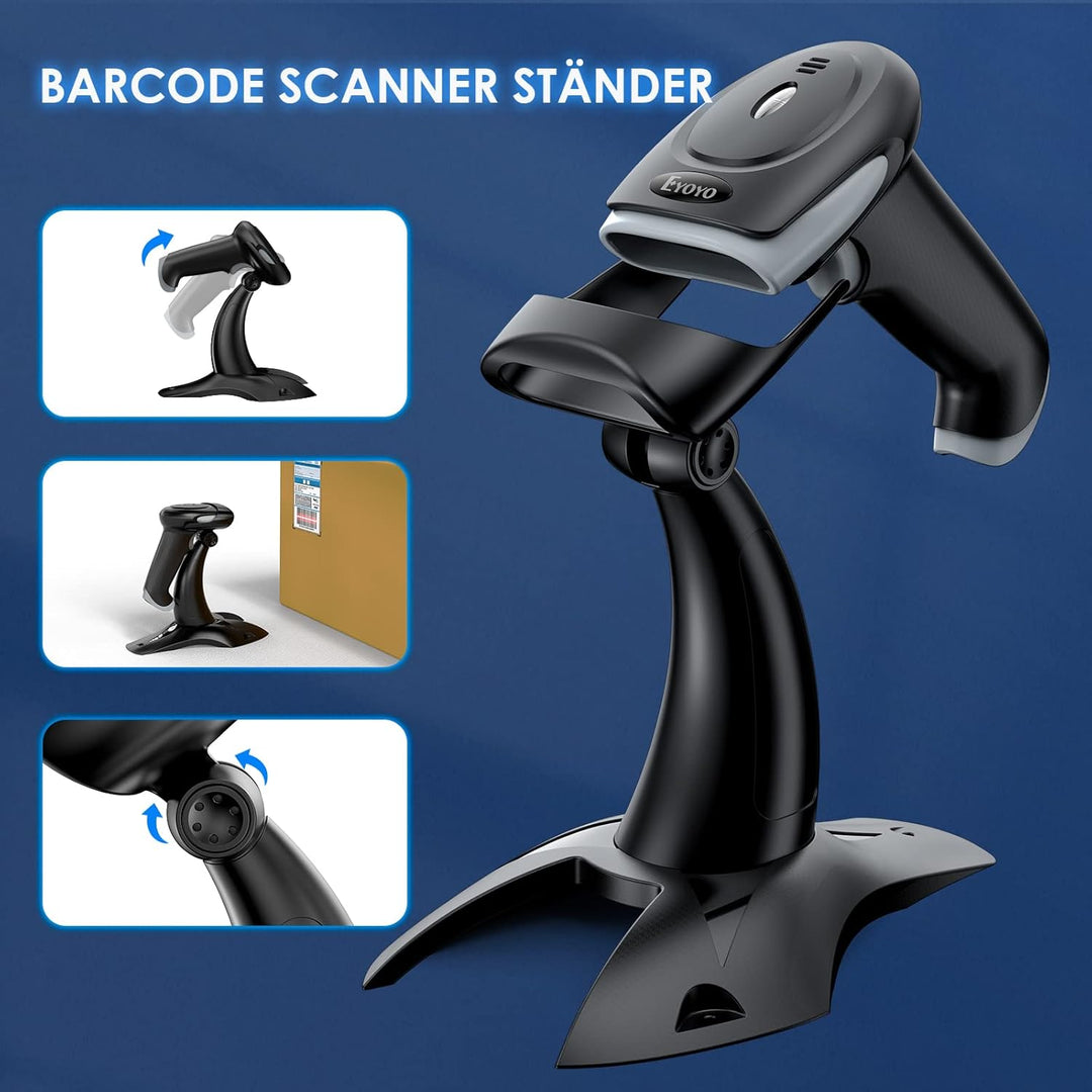Eyoyo Barcode Scanner 1D 2D QR Handheld, Scanner 3 in 1 Connection Type Bluetooth 2.4G Wireless USB