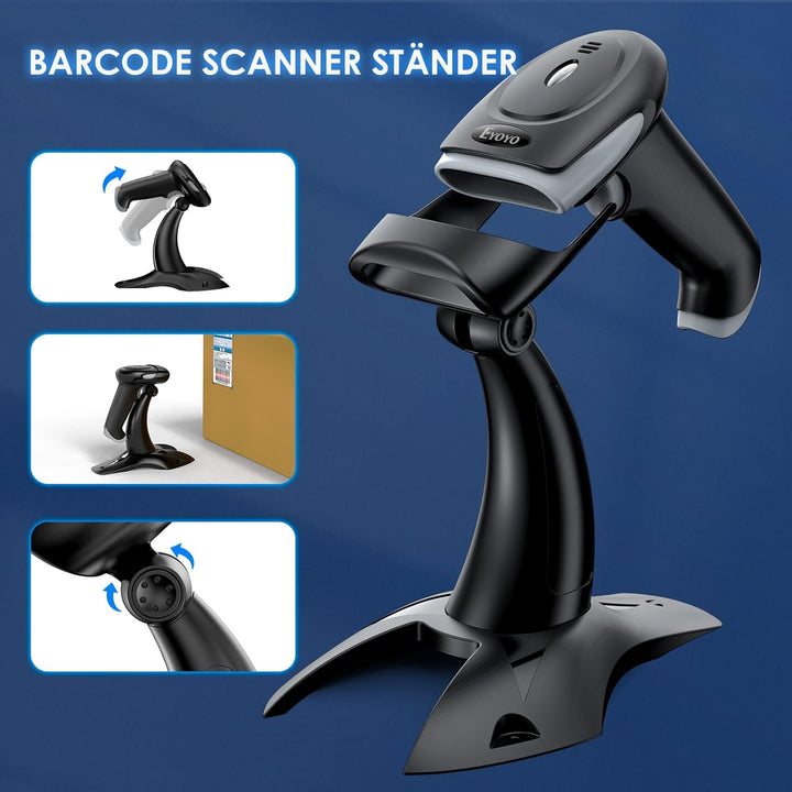 Eyoyo Barcode Scanner 1D 2D QR Handheld, Scanner 3 in 1 Connection Type Bluetooth 2.4G Wireless USB