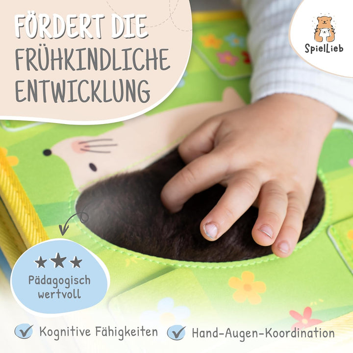 Montessori Quiet Book ab 1 Jahr - interaktives Busy Board ab 1 Jahr mit Tieren - Quiet Book &amp; Motori