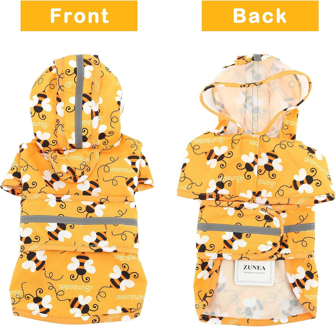 Zunea Wasserdichter Regenmantel mit Kapuze für kleine Hunde Reflektierende Welpen Regenjacke mit Lei