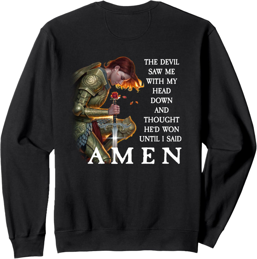 Design auf der Rückseite – Der Teufel sah mich mit meinem Kopf nach unten Sweatshirt