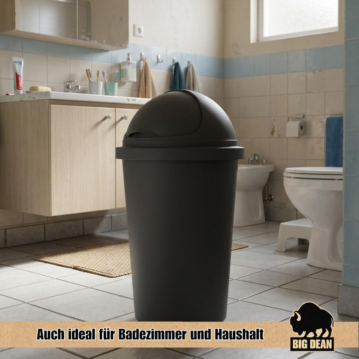 BigDean Müllemer mit Kugelkopf Midnight Edition ca. 50 Liter Schwarz, Schwarz
