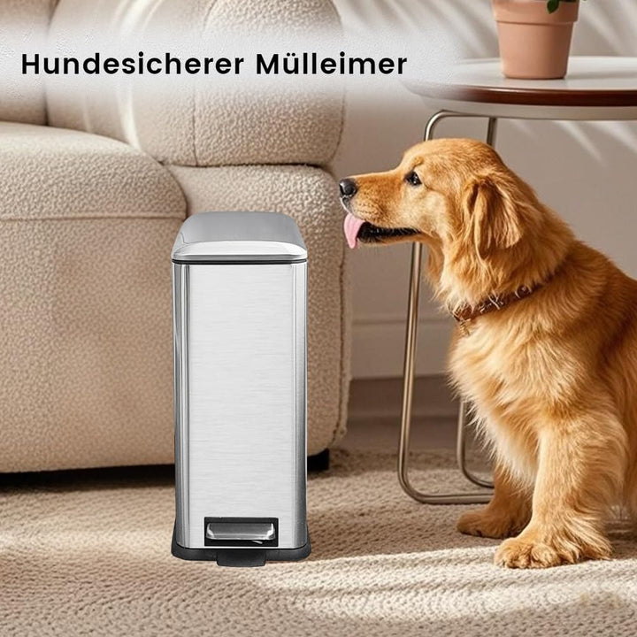 Mülleimer,17L Abfalleimer mit Pedal,17 Liter Schmaler Treteimer mit Inneneimer,Edelstahl Tretmülleim